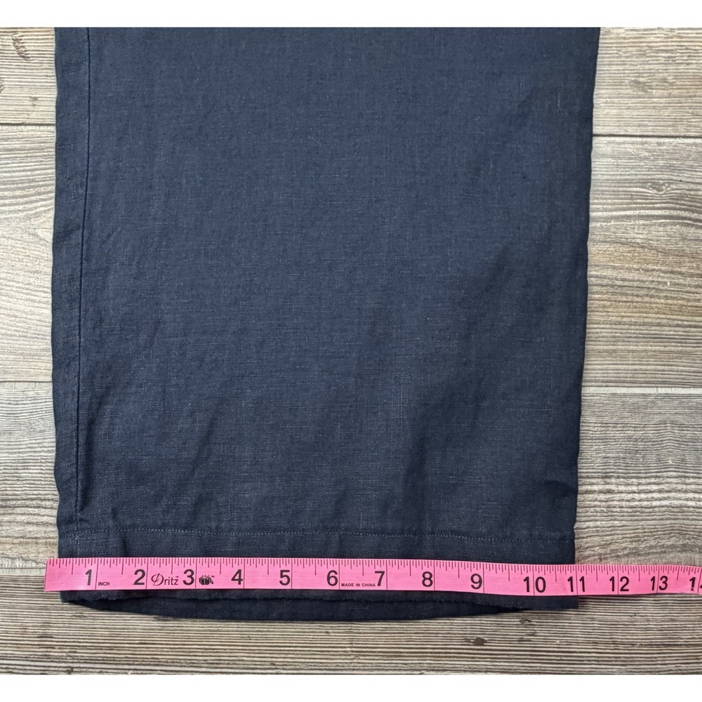 Talbots Women's Crop Linen Pants Plus Size 18W Pull-On Navy Blue Elastic Waist - Picture 10 of 13